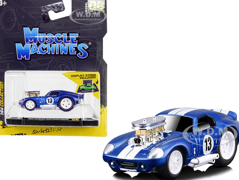 1965 Shelby Daytona Coupe #13 Blue Metallic with White Stripes 1/64 Diecast Model Car Muscle Machines 15552bl
