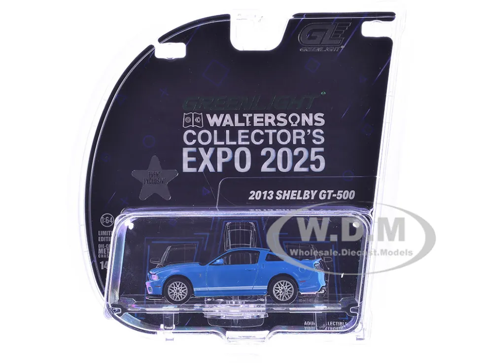 2013 Shelby GT-500 Blue with White Stripes "2025 Greenlight Waltersons Collector's Expo Exclusive" 1/64 Diecast Model Car by Greenlight