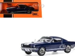 1965 Shelby GT350 Dark Blue Metallic with White Stripes 1/43 Diecast Model by IXO Models