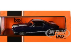 1965 Shelby GT350 Dark Blue Metallic with White Stripes 1/43 Diecast Model by IXO Models