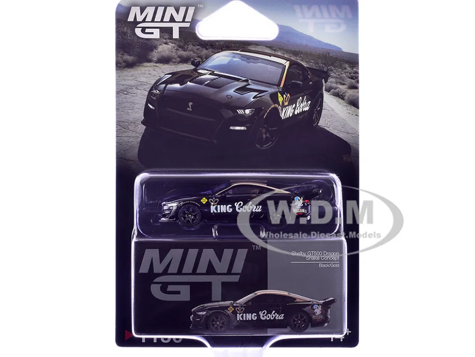 Shelby GT500 Dragon Snake Concept "King Cobra" Black with Gold Metallic Top Limited Edition 1/64 Diecast Model Car by Mini GT