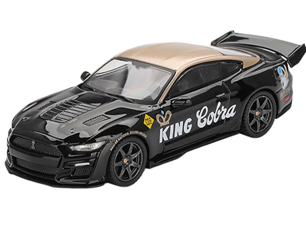Shelby GT500 Dragon Snake Concept "King Cobra" Black with Gold Metallic Top Limited Edition 1/64 Diecast Model Car by Mini GT