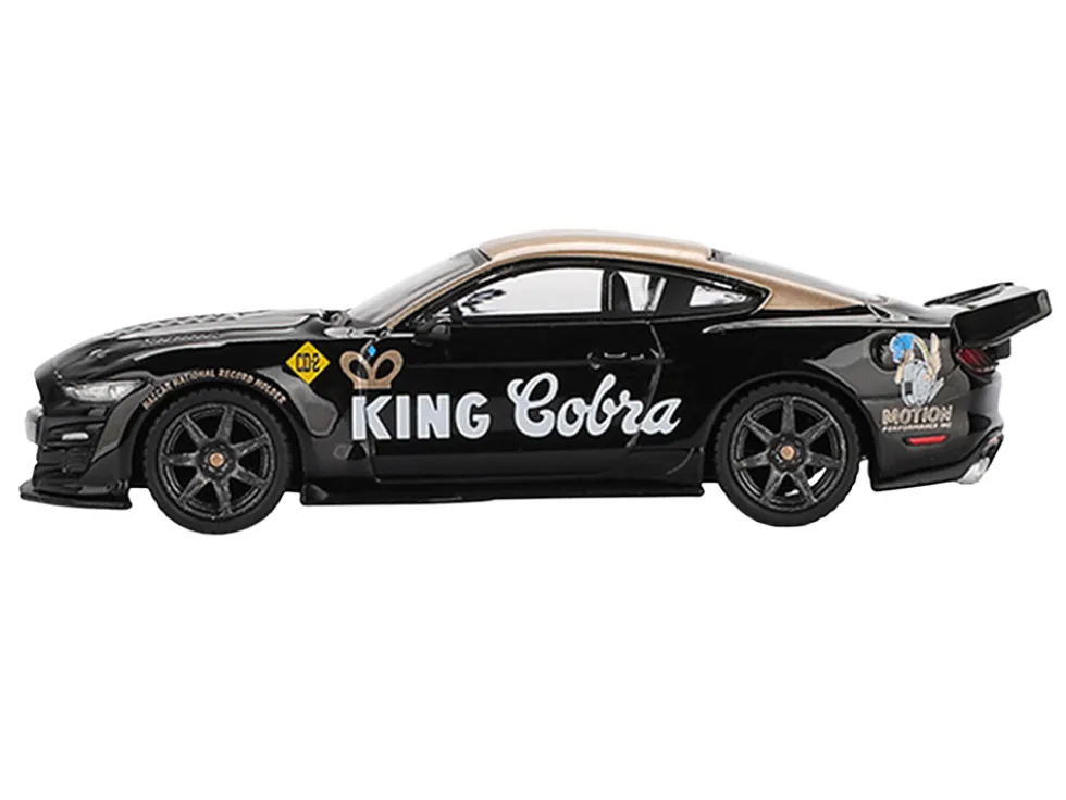 Shelby GT500 Dragon Snake Concept "King Cobra" Black with Gold Metallic Top Limited Edition 1/64 Diecast Model Car by Mini GT