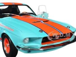 1967 Shelby GT500 #4 "Gulf Racing Tribute" Light Blue with Orange Stripes 1/18 Diecast Model Car by Solido