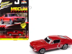 1967 Shelby GT-350 Red with White Side Stripes "Mecum Auctions" "Pop Culture" 2024 Release 2 1/64 Diecast Model Car by Johnny Lightning