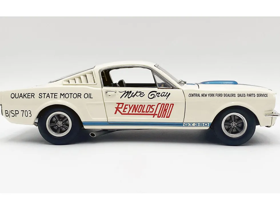 1965 Shelby GT350 "Reynolds Ford" White with Blue Stripes Limited Edition to 204 pieces Worldwide 1/18 Diecast Model Car by ACME