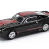 Shelby Mustang GT500 Dark Chrome with Red Stripes 1/64 Diecast Model Car by Pop Race