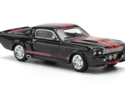 Shelby Mustang GT500 Dark Chrome with Red Stripes 1/64 Diecast Model Car by Pop Race