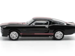 Shelby Mustang GT500 Dark Chrome with Red Stripes 1/64 Diecast Model Car by Pop Race