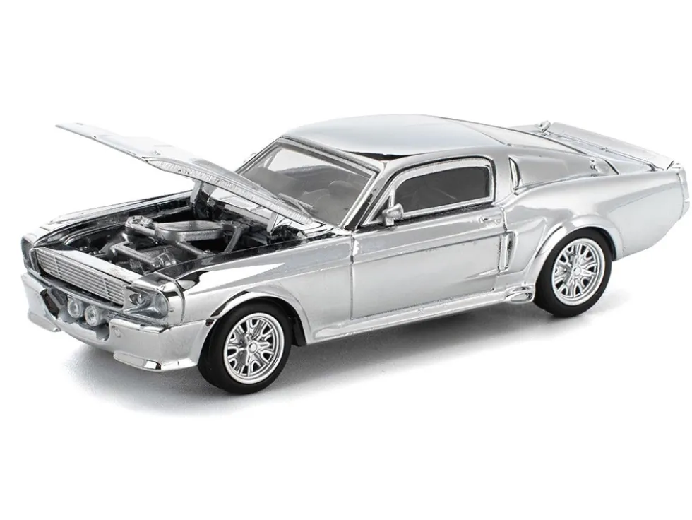Shelby Mustang GT500 Silver Chrome 1/64 Diecast Model Car by Pop Race