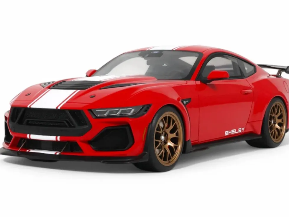 2025 Shelby Mustang Supersnake Race Red with White Stripes 1/18 Model Car by GT Spirit