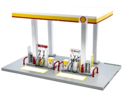 Shell Gas Station Playset with Volvo Oil Tanker and Volvo Tow Truck Diorama Set