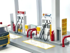 Shell Gas Station Playset with Volvo Oil Tanker and Volvo Tow Truck Diorama Set