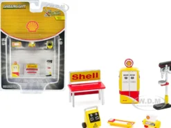 Shell Oil 6 piece Shop Tools Set Shop Tool Accessories Series 3 1/64 Greenlight 16060 C