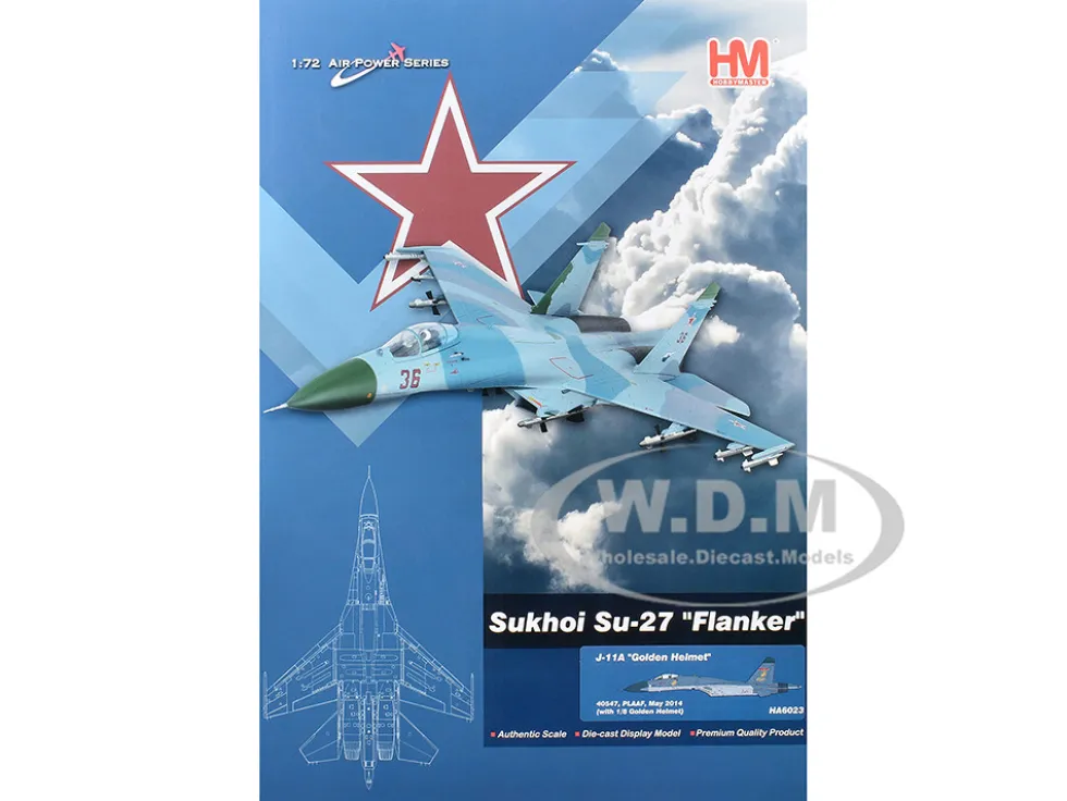 Shenyang J-11A Fighter Aircraft "40547, Golden Helmet" (2014) People's Liberation Army Air Force with 1/8 Scale Golden Helmet "Air Power Series" 1/72 Diecast Model by Hobby Master