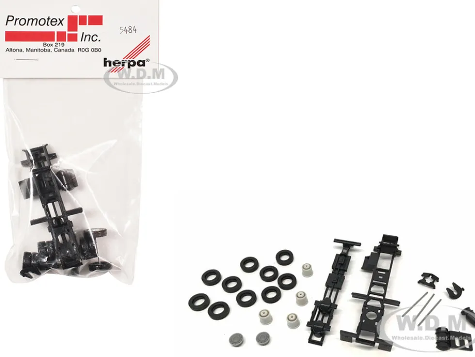 Short Chassis Kit for Kenworth, Peterbilt, and GMC Cabs 1/87 (HO) Plastic Model by Promotex