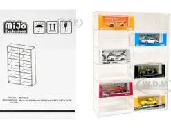 Showcase 12 Car Display Case Wall Mount Clear Back Panel Extra Space Mijo Exclusives 1/64 Scale Models MJ10012