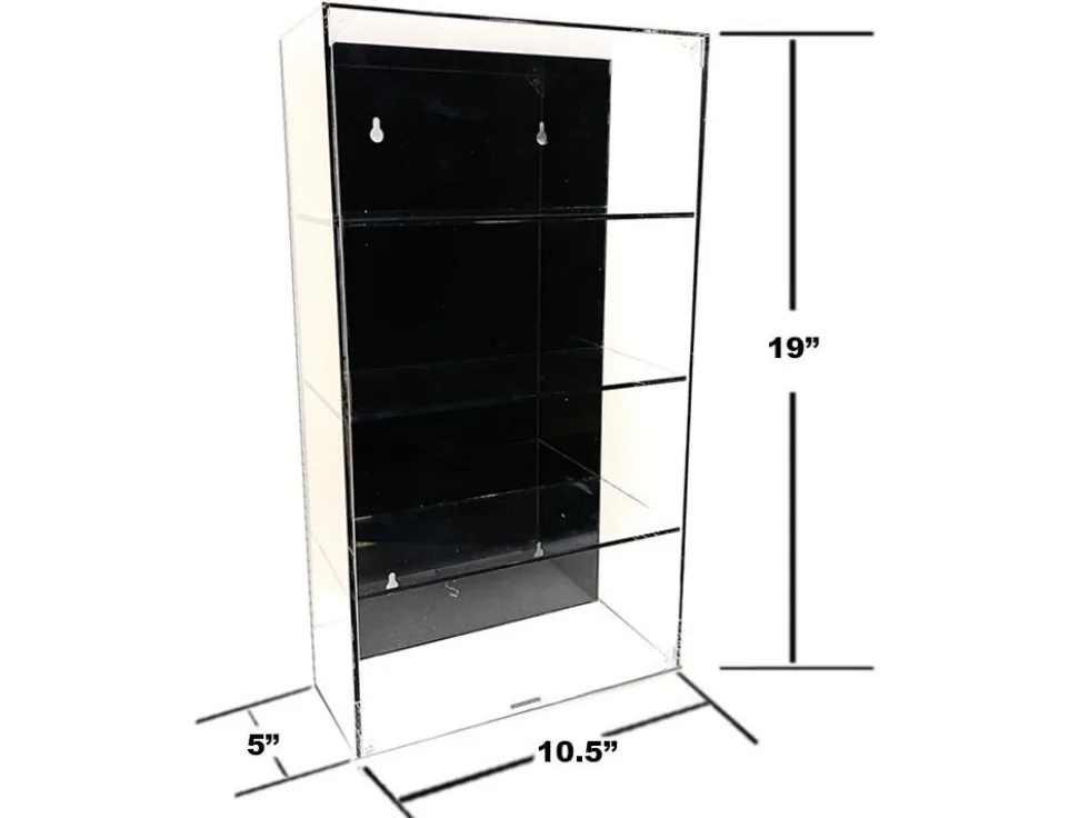 Showcase 4 Car Display Case Wall Mount with Black Back Panel Mijo Exclusives for 1/24 1/25 Scale Models MJ1019BK