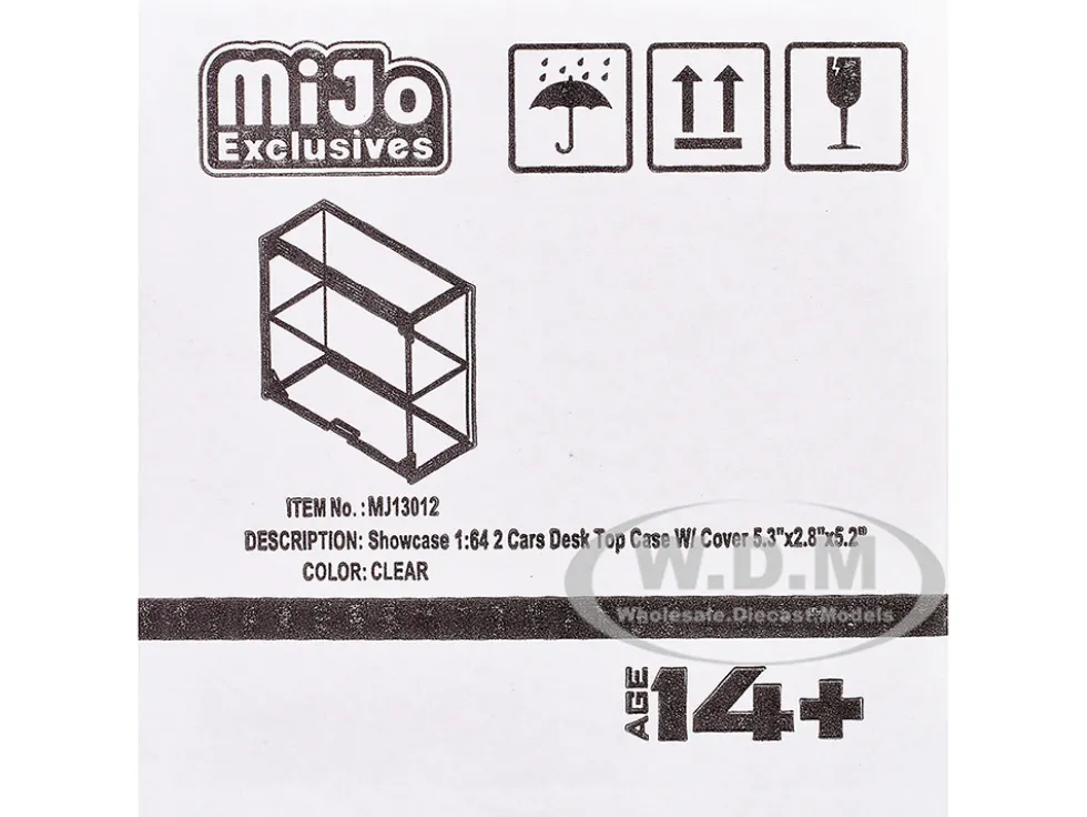 Showcase 2 Cars Desk Top Display Case with Cover "Mijo Exclusives" for 1/64 Scale Models