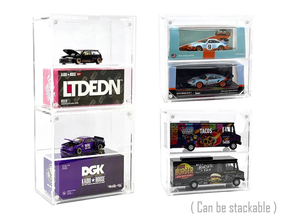 Showcase 2 Cars Desk Top Display Case with Cover "Mijo Exclusives" for 1/64 Scale Models