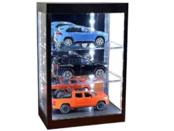 Showcase 3 Tier Display Case with Mirror Back Panel and LED Lights for 1/64-1/18 Scale Models