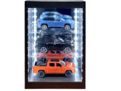 Showcase 3 Tier Display Case with Mirror Back Panel and LED Lights for 1/64-1/18 Scale Models