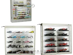 Showcase Wall Mount 5 Tier Display Case White with White Back Panel Mijo Exclusives for 1/64-1/43 Scale Models MJ8850W