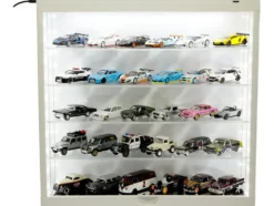 Showcase Wall Mount 5 Tier Display Case White with White Back Panel Mijo Exclusives for 1/64-1/43 Scale Models MJ8850W
