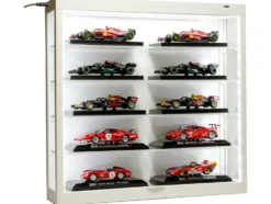Showcase Wall Mount 5 Tier Display Case White with White Back Panel Mijo Exclusives for 1/64-1/43 Scale Models MJ8850W