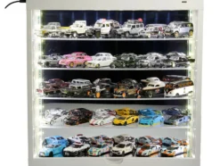 Showcase Wall Mount 5 Tier Display Case White with Mirror Back Panel Mijo Exclusives 1/64-1/43 Scale Models MJ8850MW