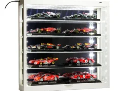 Showcase Wall Mount 5 Tier Display Case White with Mirror Back Panel Mijo Exclusives 1/64-1/43 Scale Models MJ8850MW