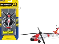 Sikorsky HH 60J Jayhawk Helicopter White and Red United States Coast Guard with Runway Section Diecast Model Runway24 RW075