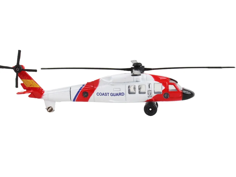 Sikorsky HH 60J Jayhawk Helicopter White and Red United States Coast Guard with Runway Section Diecast Model Runway24 RW075