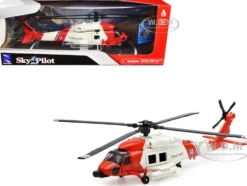 Sikorsky HH 60J Jayhawk Helicopter Red and White United States Coast Guard Sky Pilot Series 1/60 Diecast Model New Ray 25593