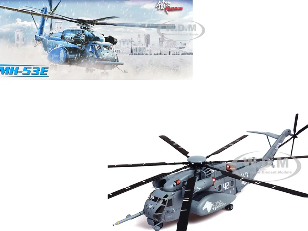 Sikorsky MH-53E Sea Dragon Helicopter "United States Navy, Black Stallions, Tail Number 42" Light Gray 1/72 Diecast Model by Panzerkampf