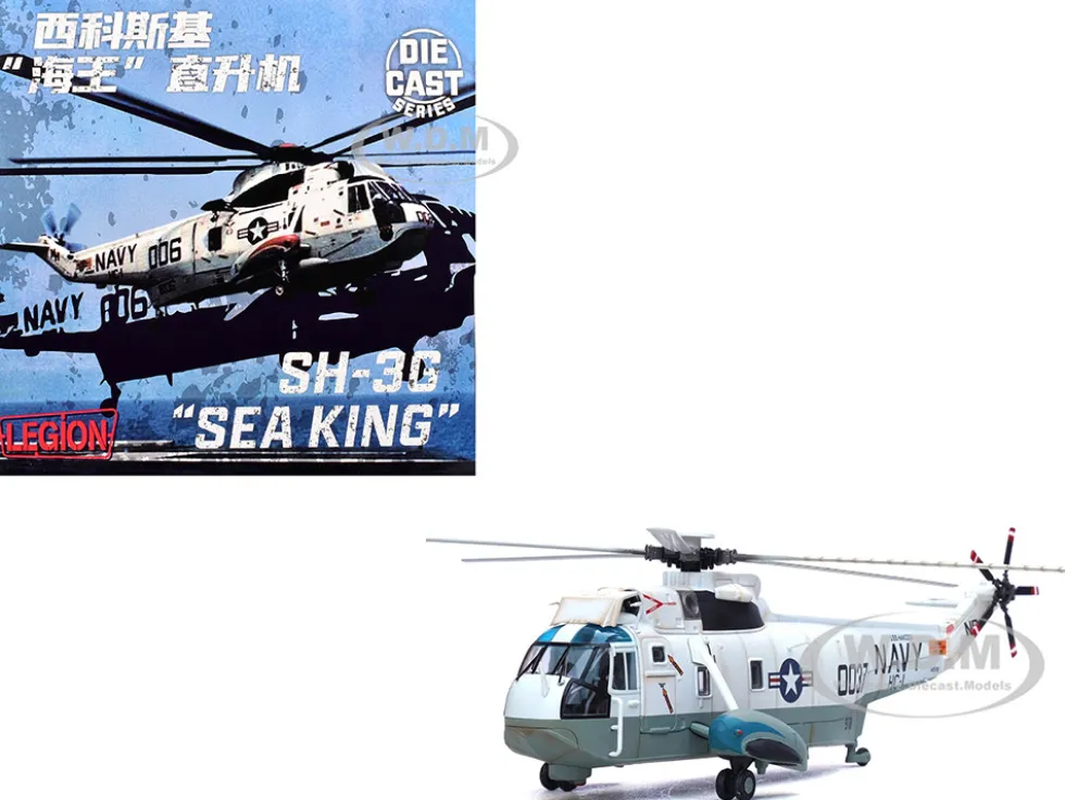 Sikorsky SH-3G Sea King Helicopter "149718-NF 0037, Helicopter Combat Support Squadron 1 (HC-1), Fleet Angels, USS Hancock (CVA-19)" (1970s) United States Navy 1/72 Diecast Model by Legion