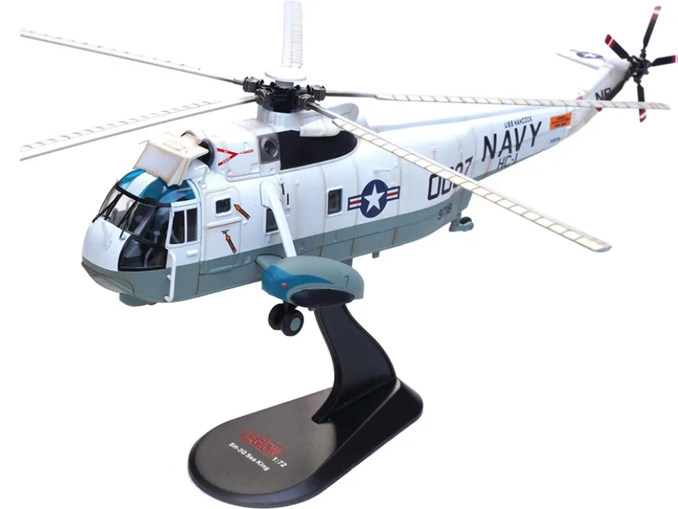 Sikorsky SH-3G Sea King Helicopter "149718-NF 0037, Helicopter Combat Support Squadron 1 (HC-1), Fleet Angels, USS Hancock (CVA-19)" (1970s) United States Navy 1/72 Diecast Model by Legion