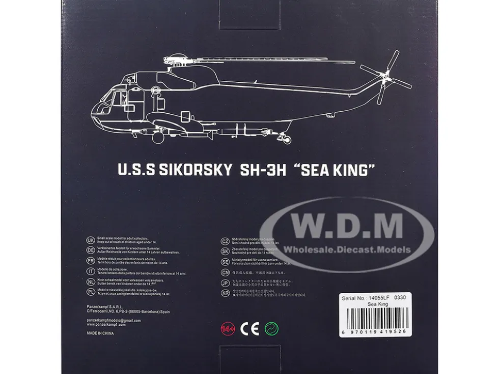 Sikorsky SH-3H Sea King Helicopter "149713/NK 610, Helicopter Anti-Submarine Squadron 8, Eightballers, Carrier Air Wing 14, USS Independence (CV-62)" (1990s) United States Navy 1/72 Diecast Model by Legion
