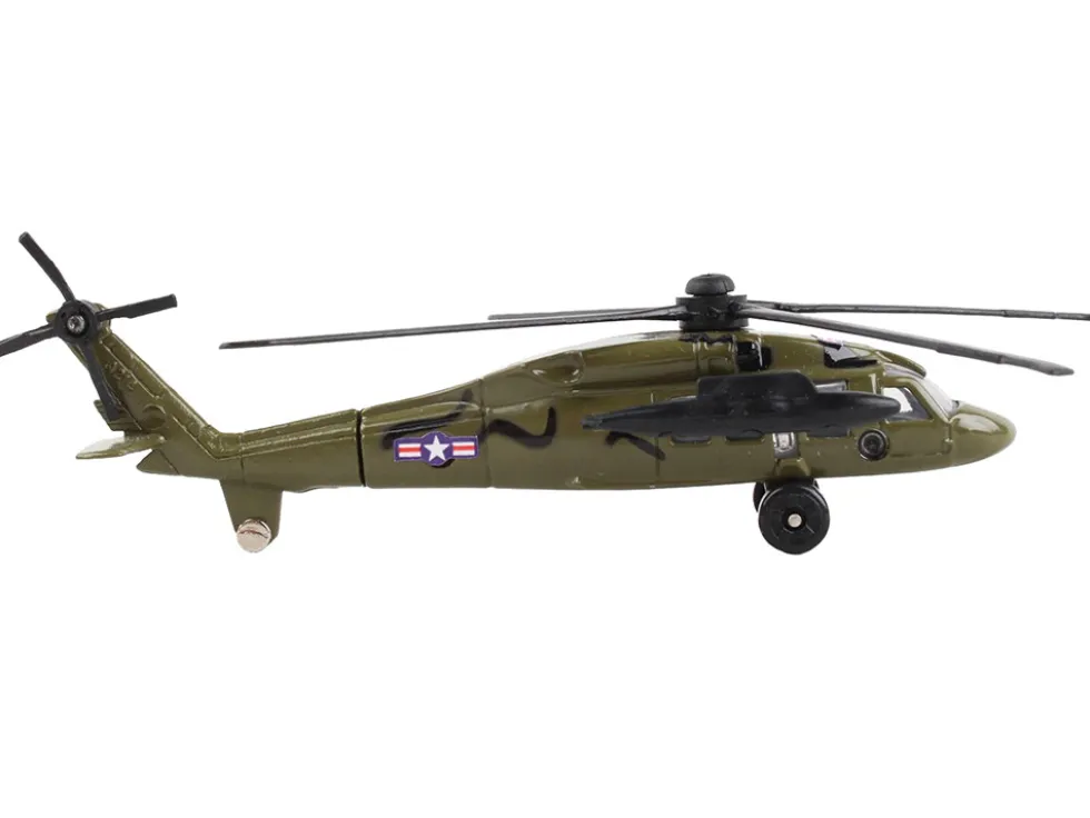 Sikorsky UH 60 Black Hawk Helicopter Olive Drab United States Army with Runway Section Diecast Model Runway24 RW060
