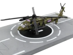 Sikorsky UH 60 Black Hawk Helicopter Olive Drab United States Army with Runway Section Diecast Model Runway24 RW060