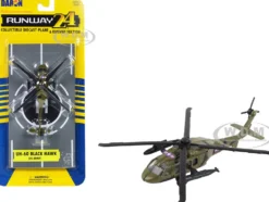 Sikorsky UH 60 Black Hawk Helicopter Olive Drab United States Army with Runway Section Diecast Model Runway24 RW060