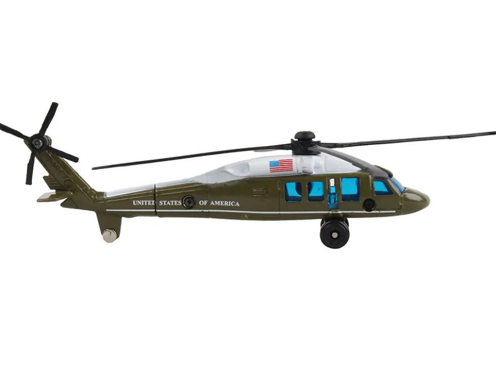 Sikorsky VH 60 White Hawk Helicopter Olive Drab with White Top United States Presidential Helicopter Marine One with Runway Section Diecast Model Runway24 RW235