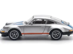 Singer 964 Silver Metallic with Blue and Red Stripes 1/64 Diecast Model Car by Pop Race