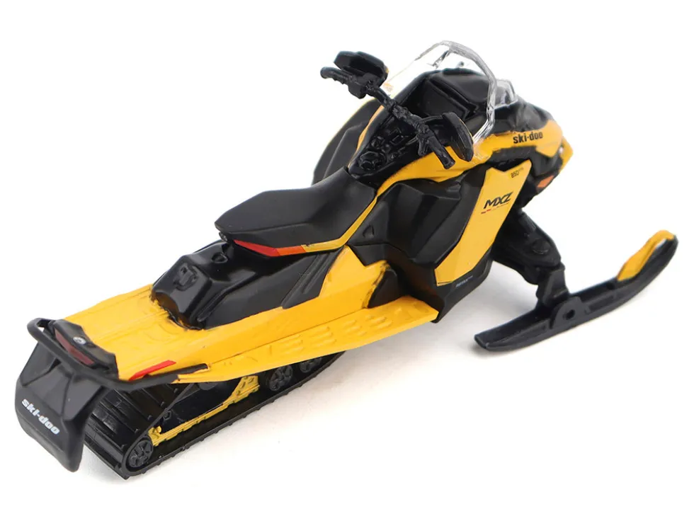 Ski-Doo MXZ Blizzard (Trail Segment) Neo Yellow and Ski-Doo MXZ 120cc (Kid's Model) Neo Yellow Set of 2 Snowmobiles 1/32 Diecast Models by BRP Models