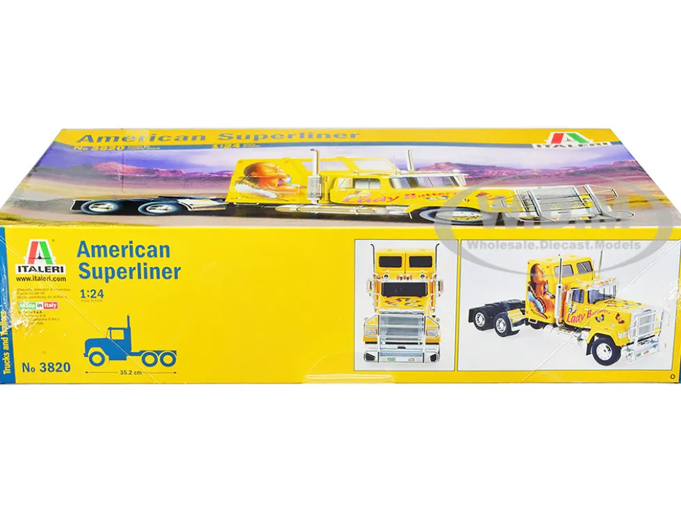 Skill 5 Model Kit American Superliner Truck Tractor Lady Butterfly 1/24 Scale Model Italeri 3820