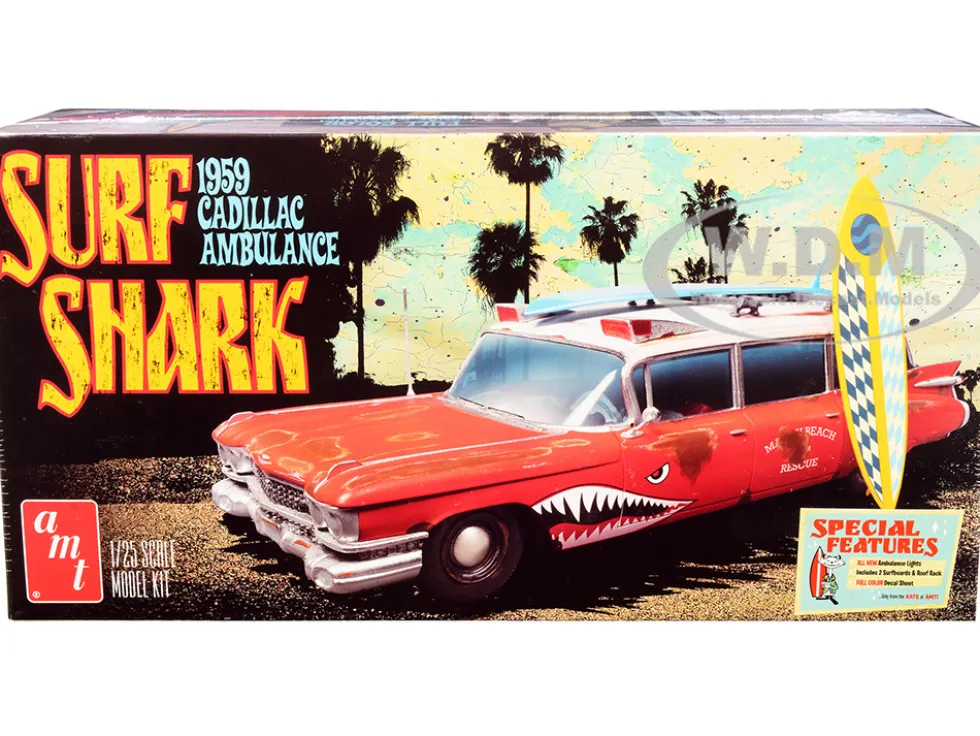 Skill 2 Model Kit 1959 Cadillac Ambulance Surf Shark 1/25 Scale Models AMT AMT1242
