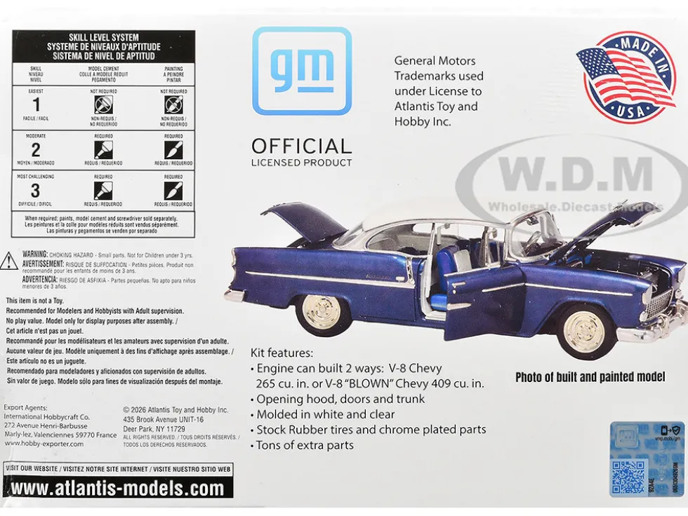Skill 3 Model Kit 1955 Chevrolet Bel Air Hardtop "Route 66" 1/25 Scale Model by Atlantis