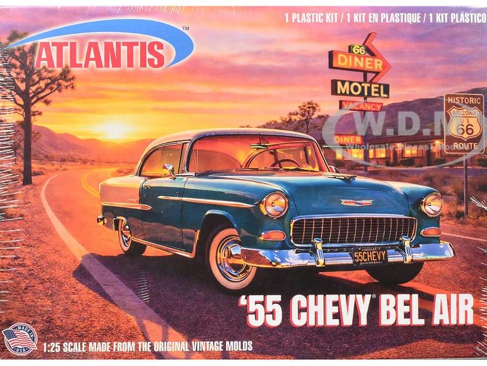 Skill 3 Model Kit 1955 Chevrolet Bel Air Hardtop "Route 66" 1/25 Scale Model by Atlantis