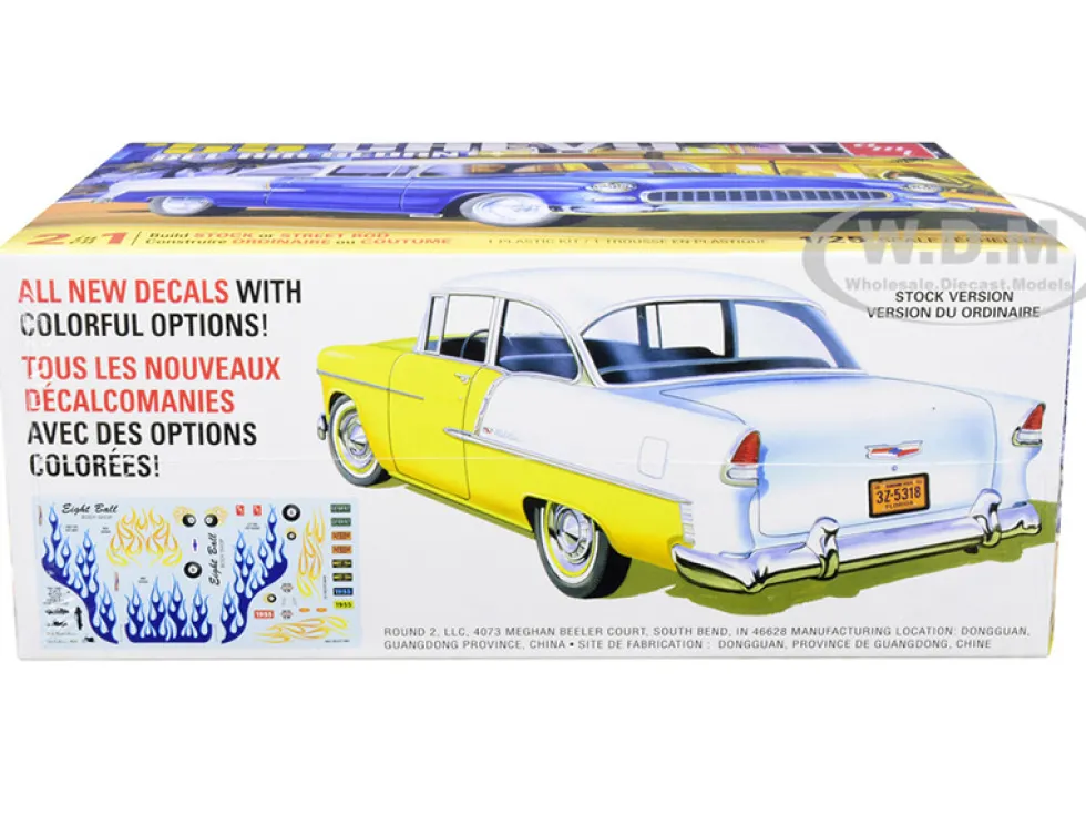 Skill 2 Model Kit 1955 Chevrolet Bel Air Sedan 2 in 1 Kit 1/25 Scale Model AMT AMT1119 M
