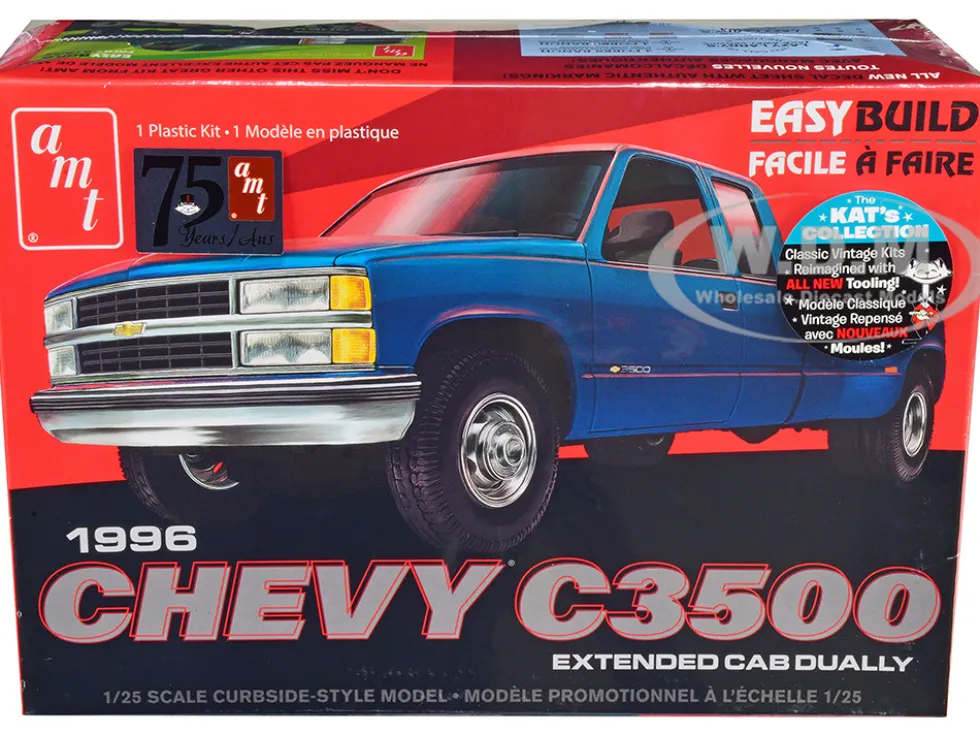 Skill 2 Model Kit 1996 Chevrolet C3500 Extended Cab Dually Pickup Truck Easy Build 1/25 Scale Model AMT AMT1409M